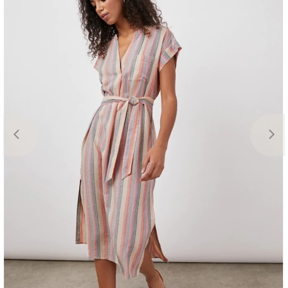 Rails Pastel Multi-Stripe Tie-Waist Midi Dress